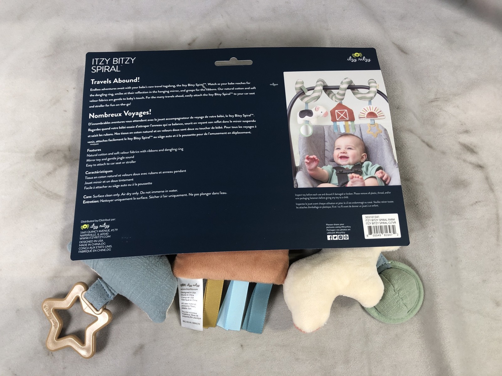 Itzy Ritzy Itzy Bitzy Spiral Farm Baby Toy Mirror Ribbons, Farm