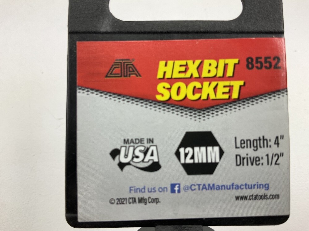 CTA 8552 1/2" Drive 4" Long Hex Bit Socket 12mm