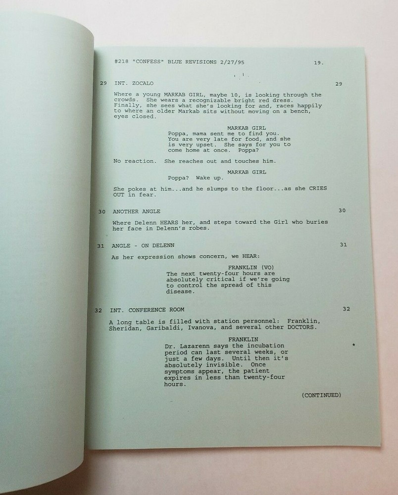 BABYLON 5 / J. Michael Straczynski 1995 TV Script "Confessions and Lamentations"