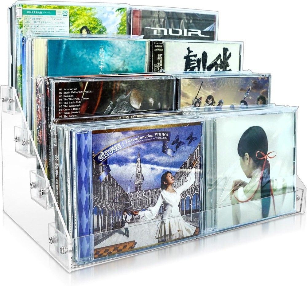 Stackable CD/DVD Multimedia Holder Media Storage Rack Clear Plastic 32 CD Holder