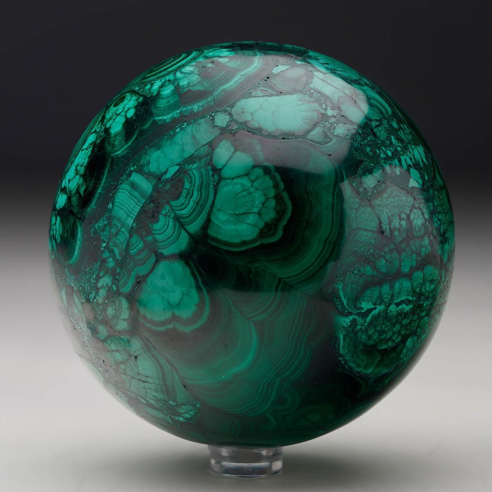 Hand-Polished Solid 3.5" Diameter Malachite Sphere // Ver. III