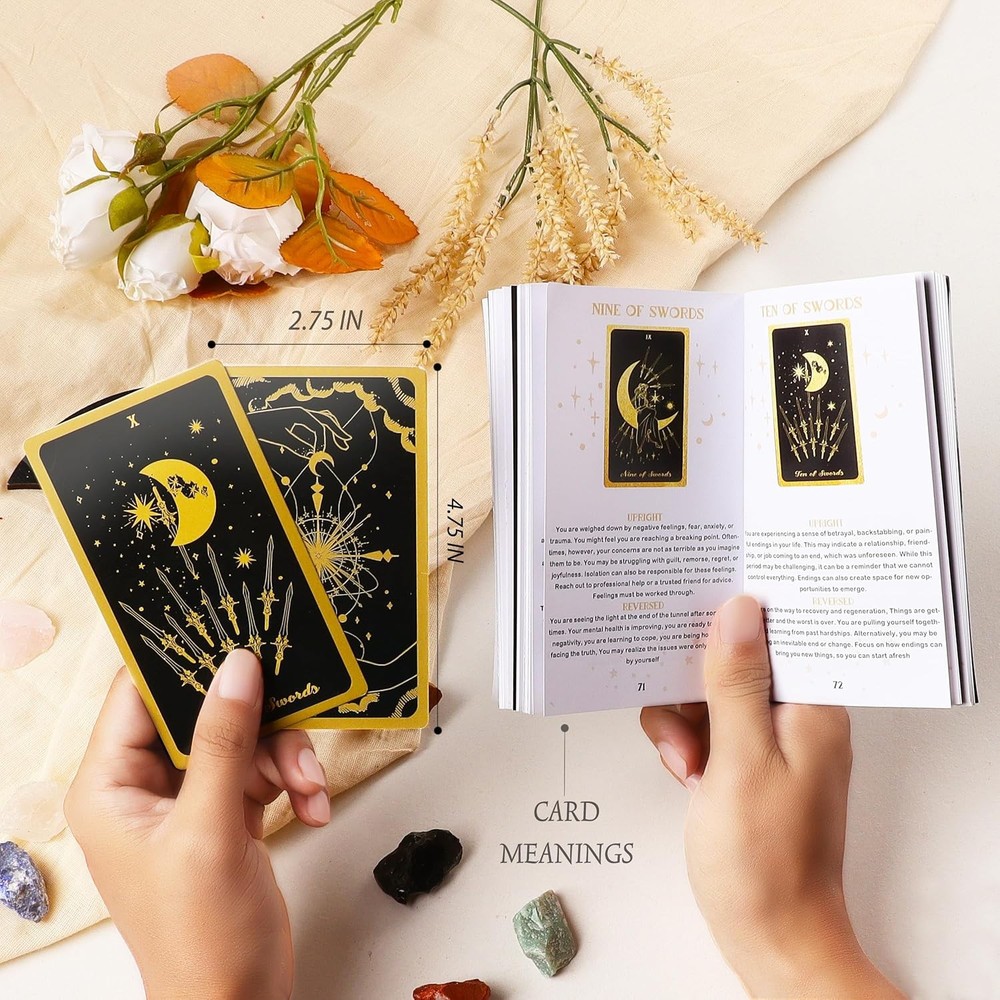 78 Tarot Cards with Guidebook - Deck Gift Set Cloth &...