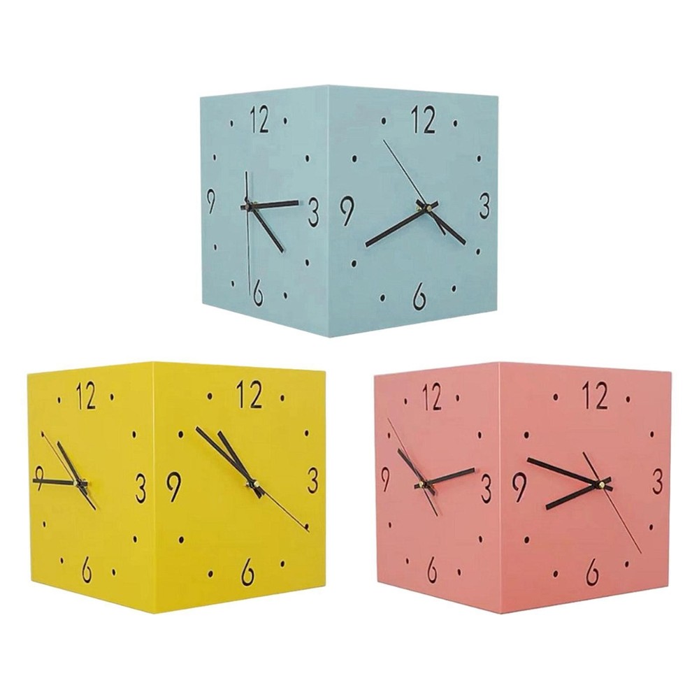 Double Sided Corner Wall Clock Square Corner Clock Ideal Gift Easy Installation
