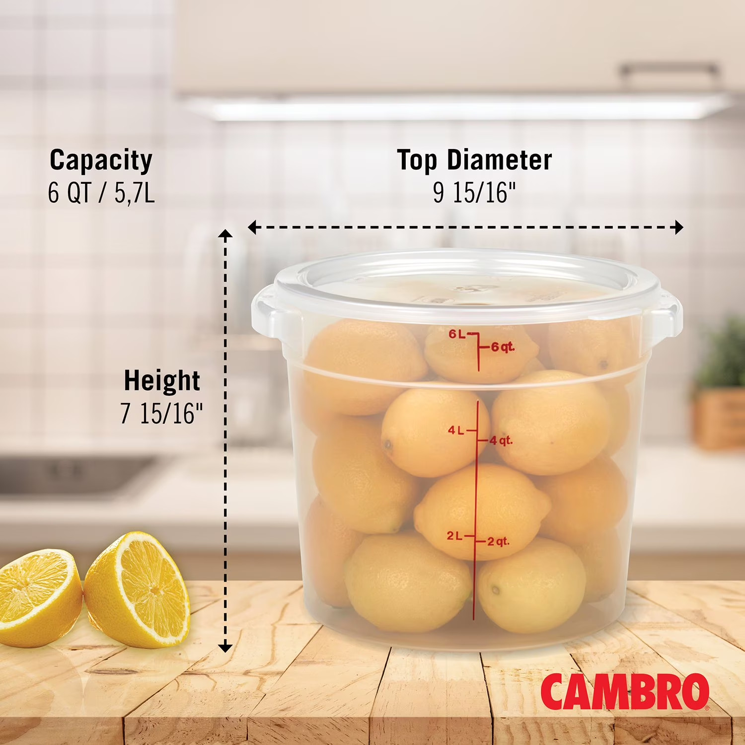 Cambro Round Translucent Container with Lid 6 qt., 2 pk. FREE shipping