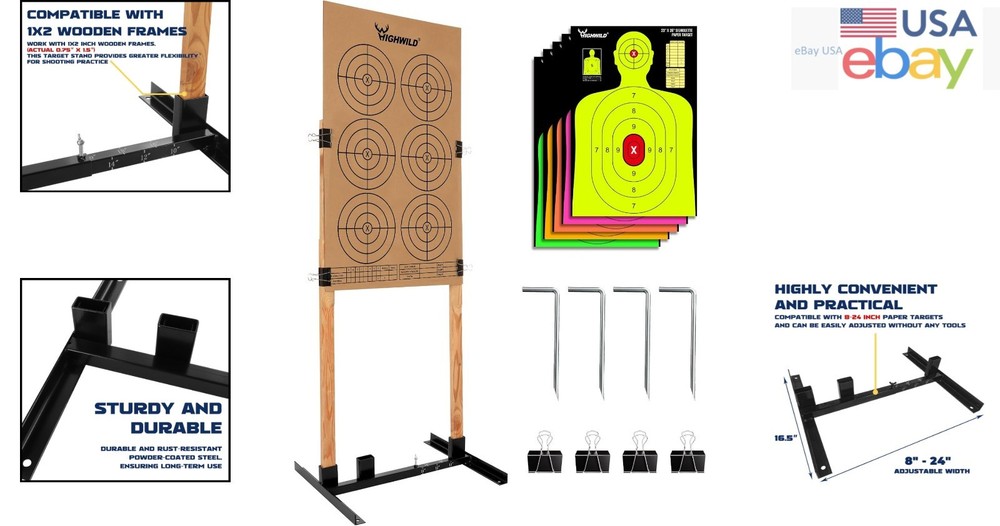 Compact Target Stand Base for Shooting Range with Reusable Cardboard Targets