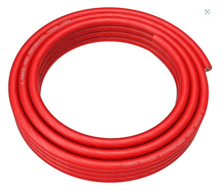 25ft High Performance 4 Gauge Translucent Red Cable CCA Power Wire Amplifier Amp