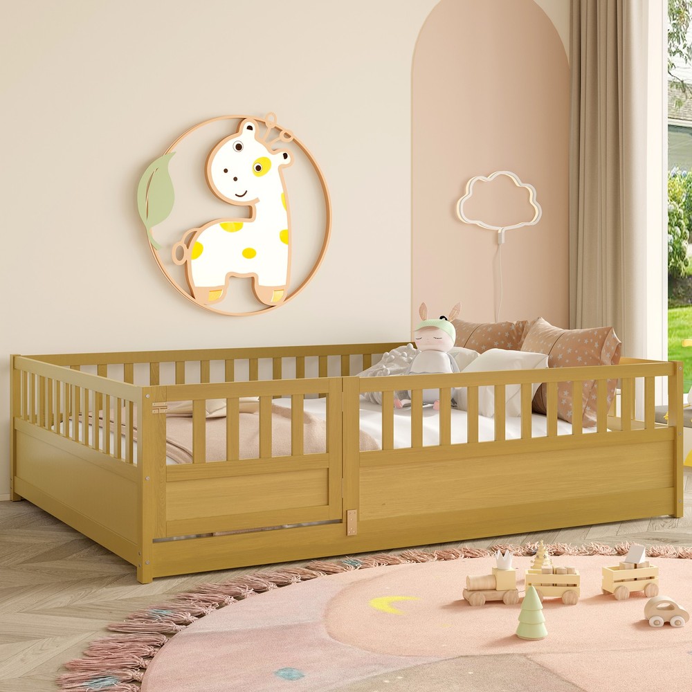 Full Size Floor bed, integral construction with super high security barrier, d
