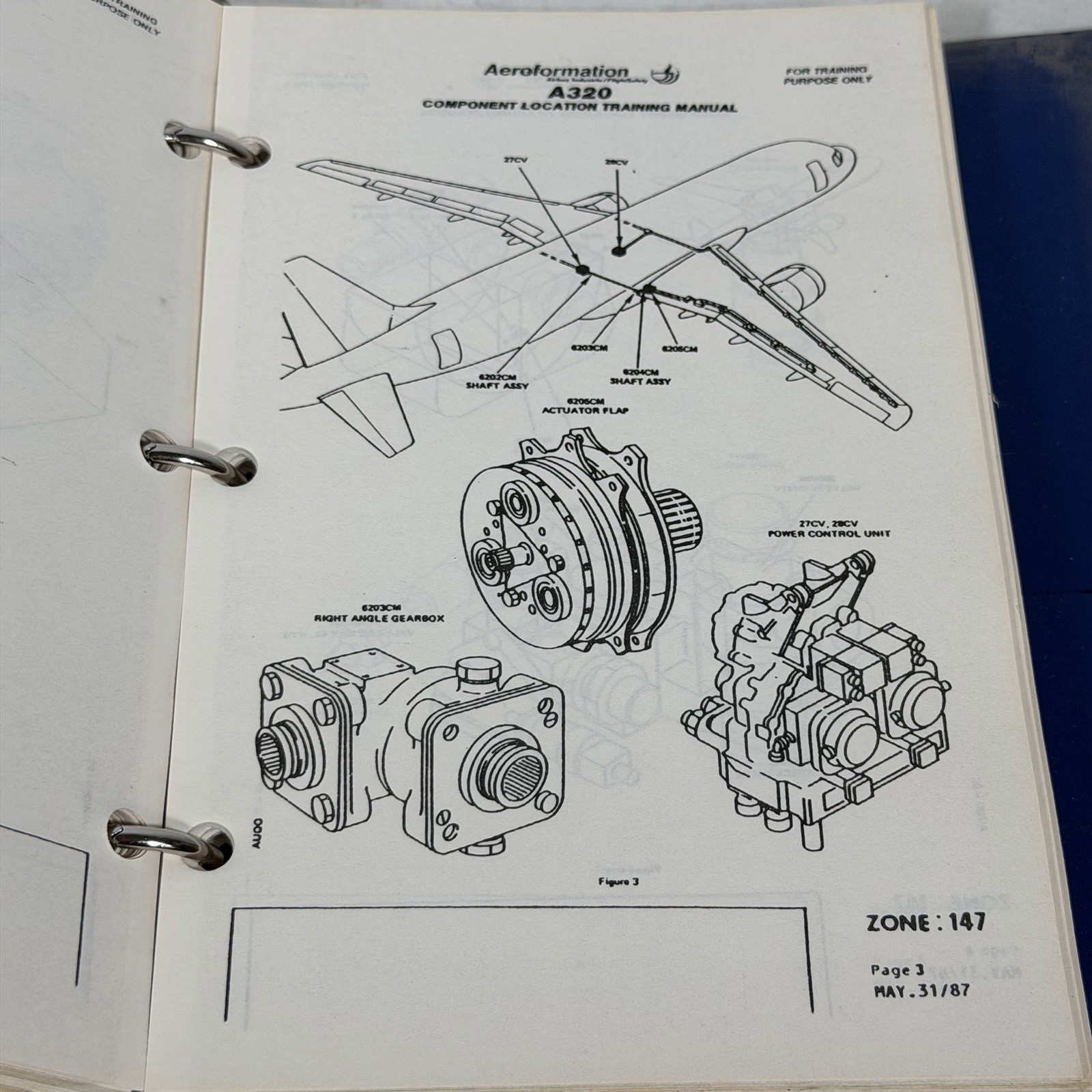 A320 Component Location Training Manual Aeroformation 1986 Airbus Binder