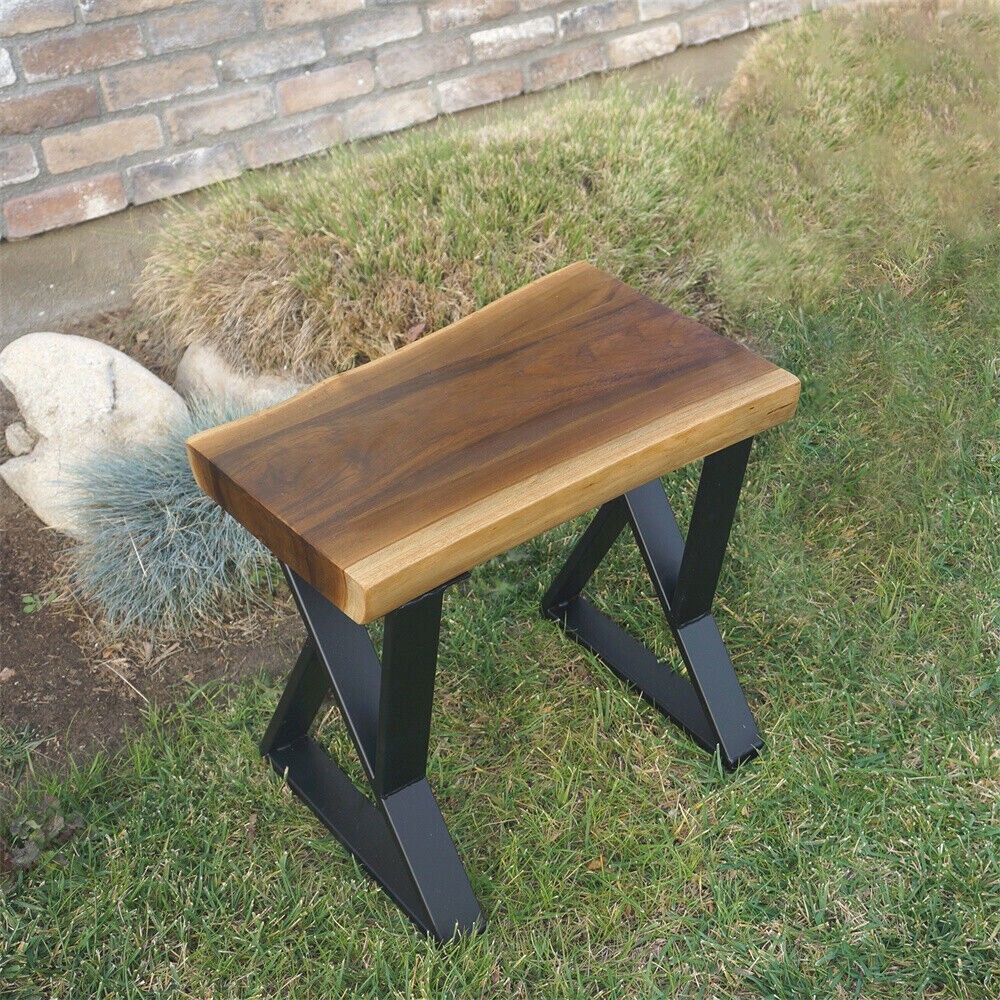 Rustic Teak Bench Table Natural Edge Solid Wood Seat Entryway Hallway Seating