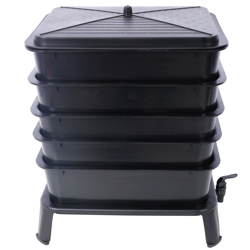 5-Layer Worm Compost Bin, 50L Worm Composter, Easy Setup Inclusive Worm Farm Kit