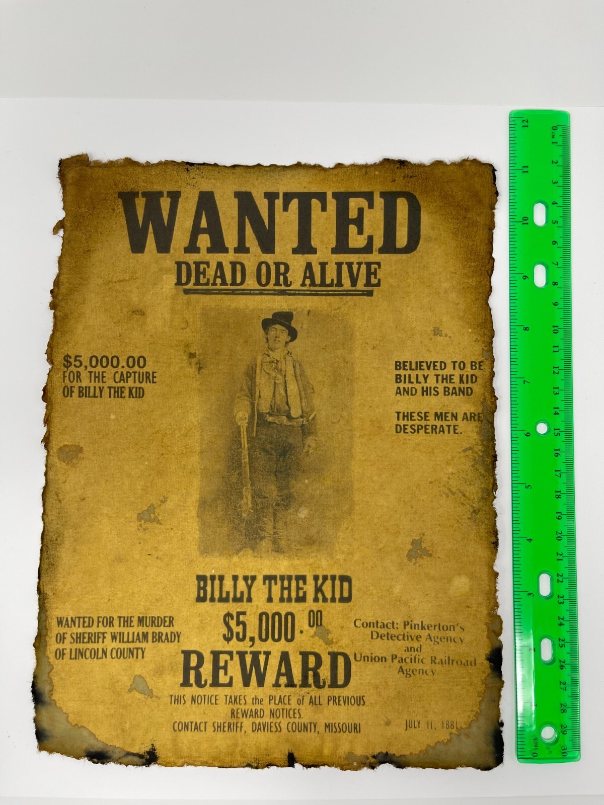 Billy The Kid Wanted Poster Distressed Prints Aged Western Art Wild West Reward