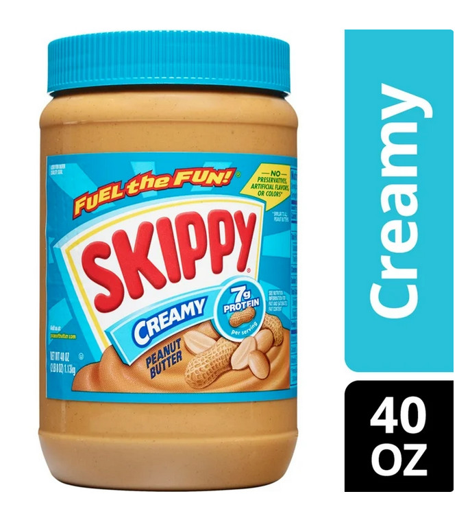 SKIPPY Peanut Butter, Creamy, 7 g protein per serving, Shelf-Stable, 40 oz Plast