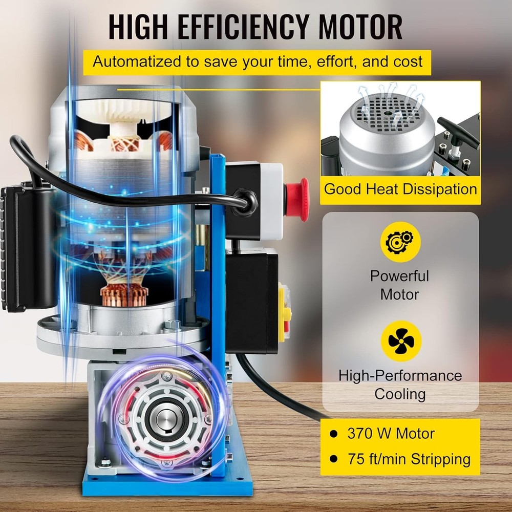 Electric Wire Stripping Machine, 370W 0.06" - 1.5" Automatic Motorized Cable Str