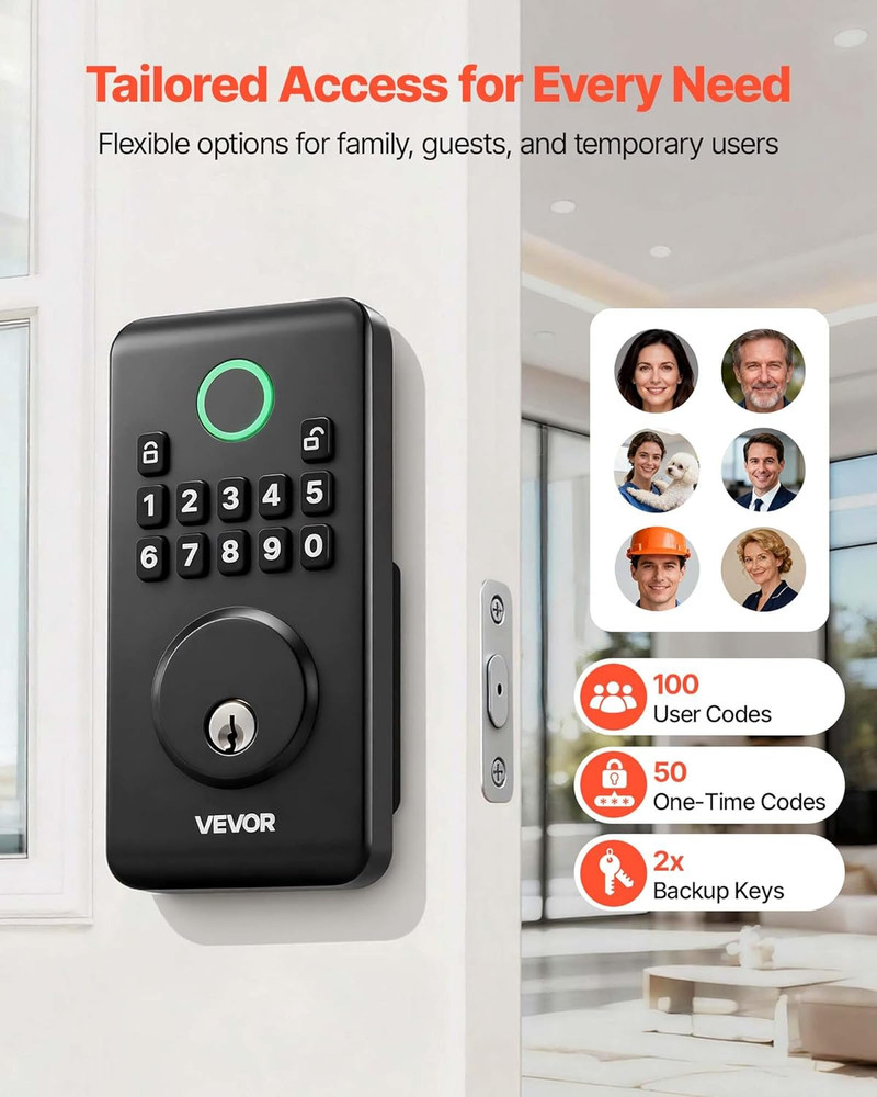 Keyless Entry Door Lock, Electronic Deadbolt with Customizable User Codes, Pione