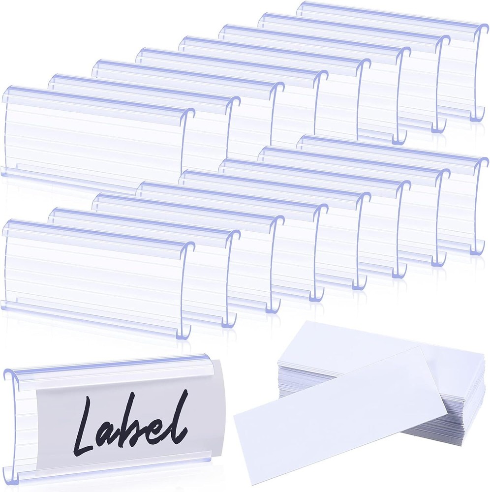100 Pcs Wire Shelf Label Holders Holder Plastic Tags for...