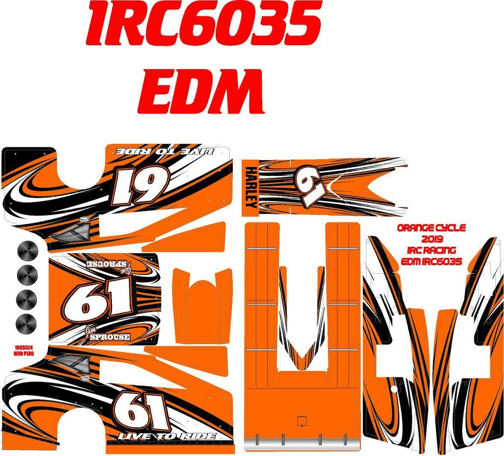 1RC EDM  WRAP SALVAS MUDBOSS 1X18 SCALE ORANGE CYCLE THEME WRAP KIT