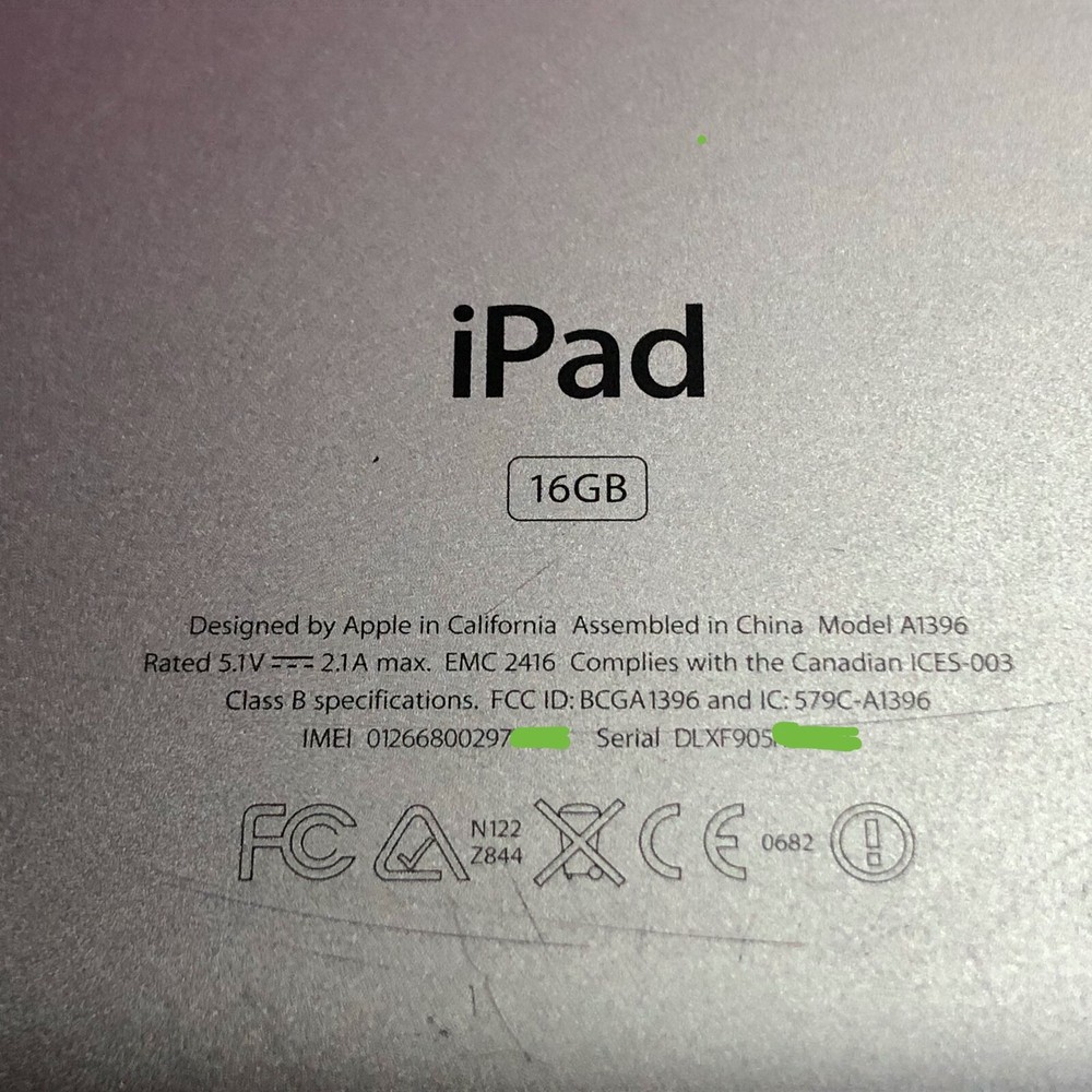 iPad Model A1396 LOCKED/DISABLED 16GB