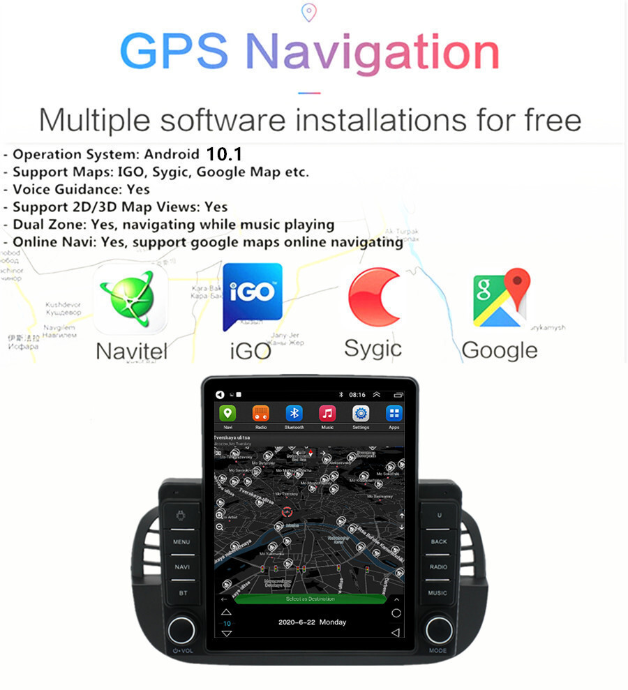 Fit For 2007-2015 Fiat 500 Android 14 For Carplay Car Stereo Radio GPS Navi BT