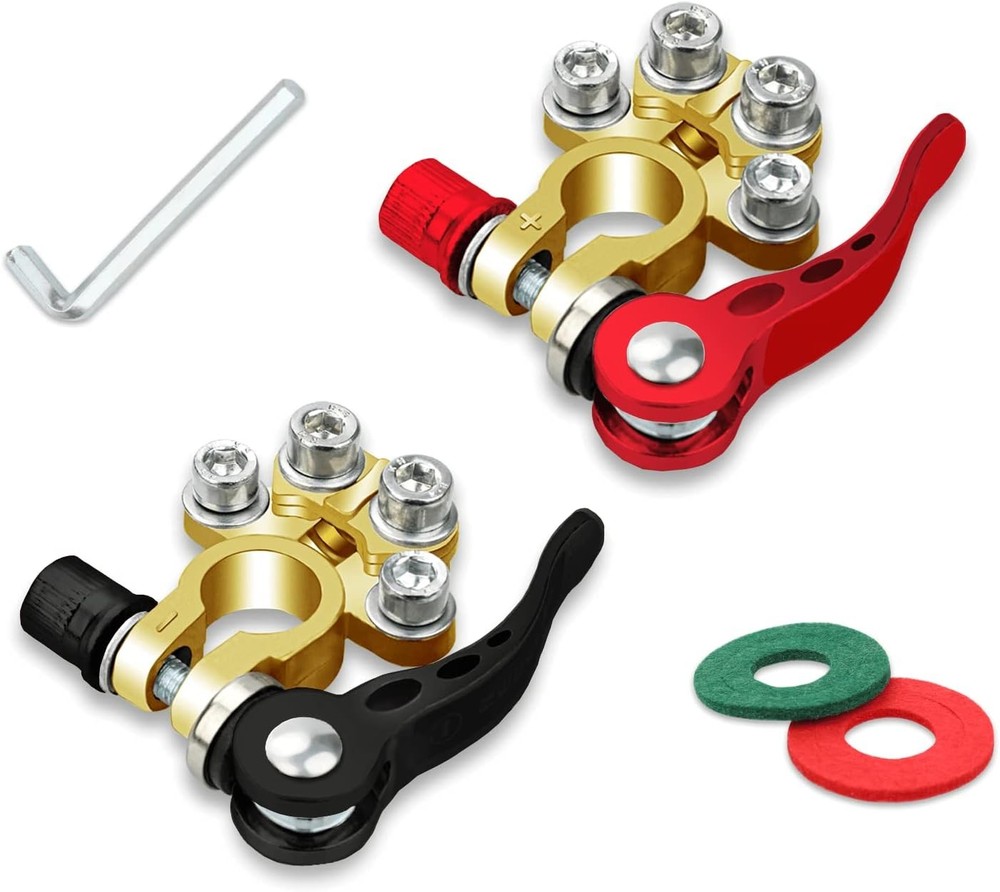 2PCS Battery Terminal Connectors, 4 Way Quick Release Disconnect Copper
