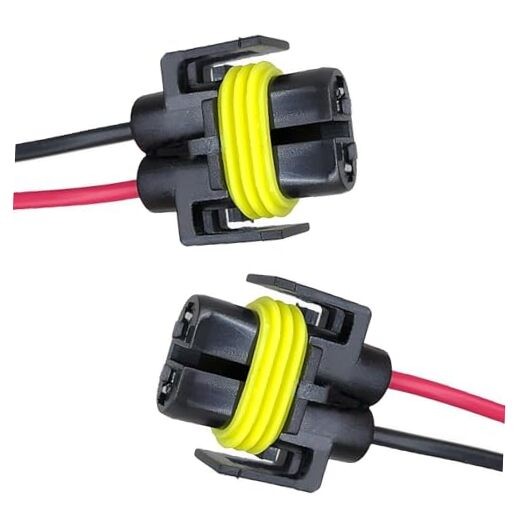 Pack-2 H11 Car Light Wire Socket Connector, Extension Wiring Harness Sockets