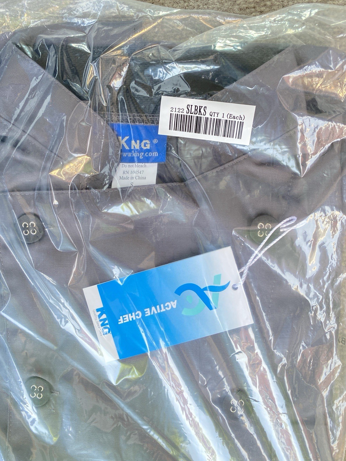 KNG 2122BKSLL Active Chef Mens Long Sleeve Chef Coat, Black Slate Size S