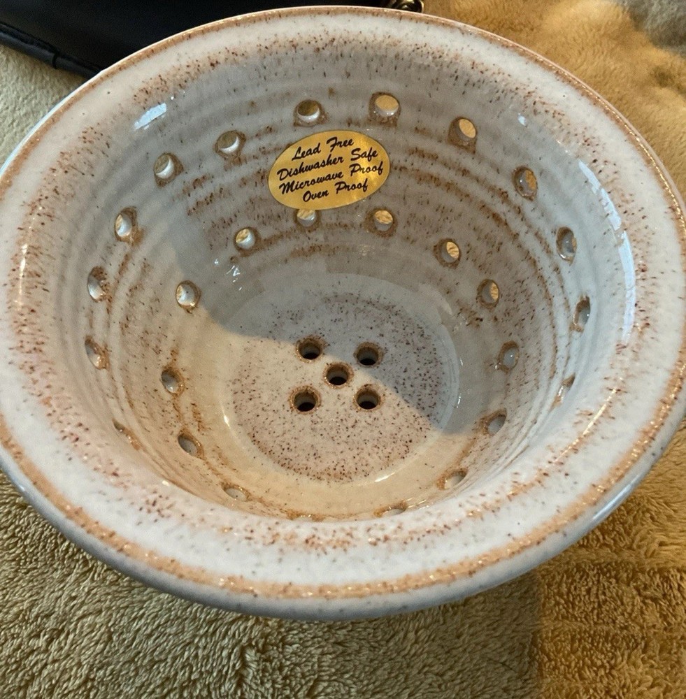 Vintage Ceramic Strainer Signed