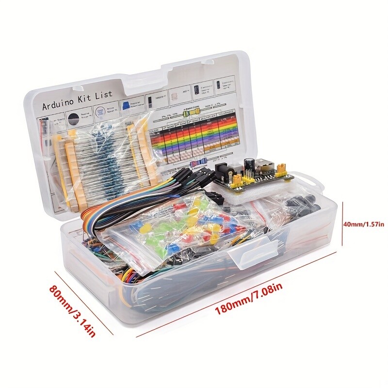 ‌Complete Breadboard Kit: 830 Resistors, Cables, LEDs for DIY Electronics‌