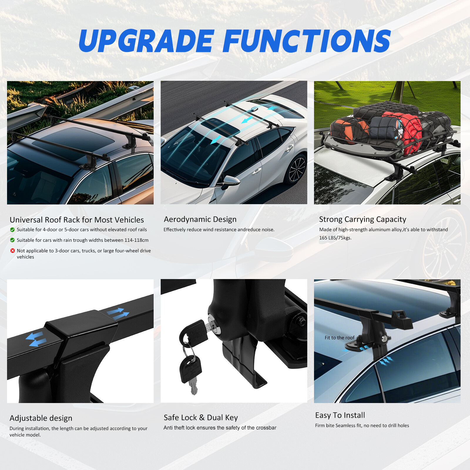 Scion xB 54" Roof Rack Cross Bar Luggage Carrier with Fairing