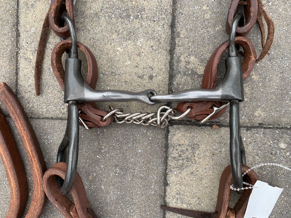 Dutton Smooth Tear Drop BIT & COMPLETE BRIDLE SET Headstall, Reins, & Curb Strap