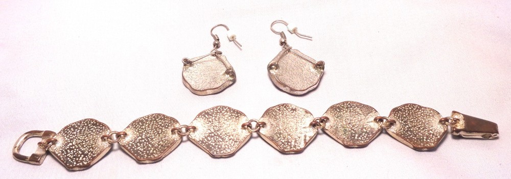 Silver Nacre Blue Bracelet & Earrings Set