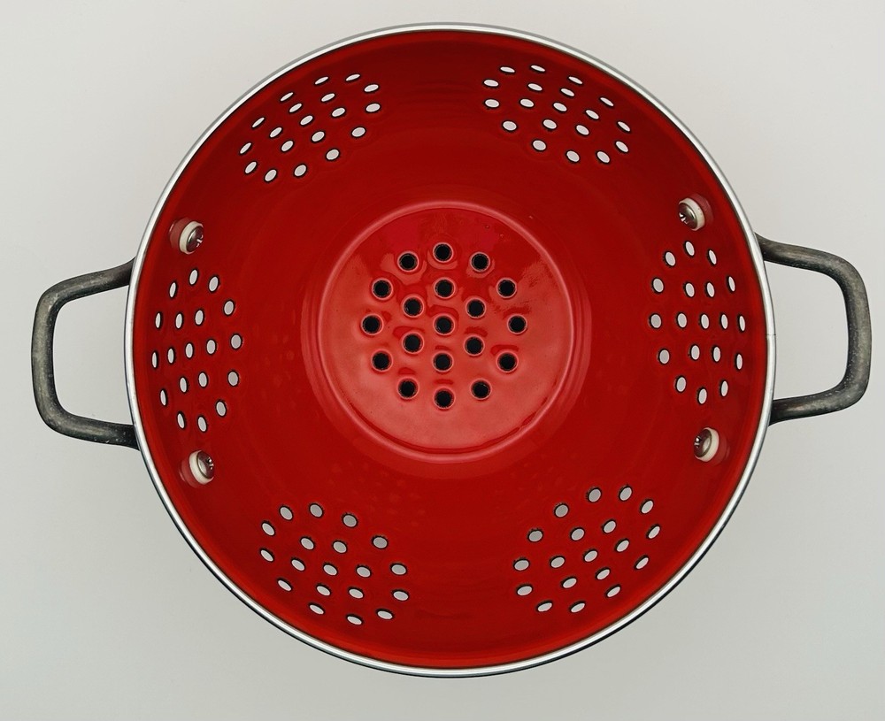 Vintage Red Enamel Colander