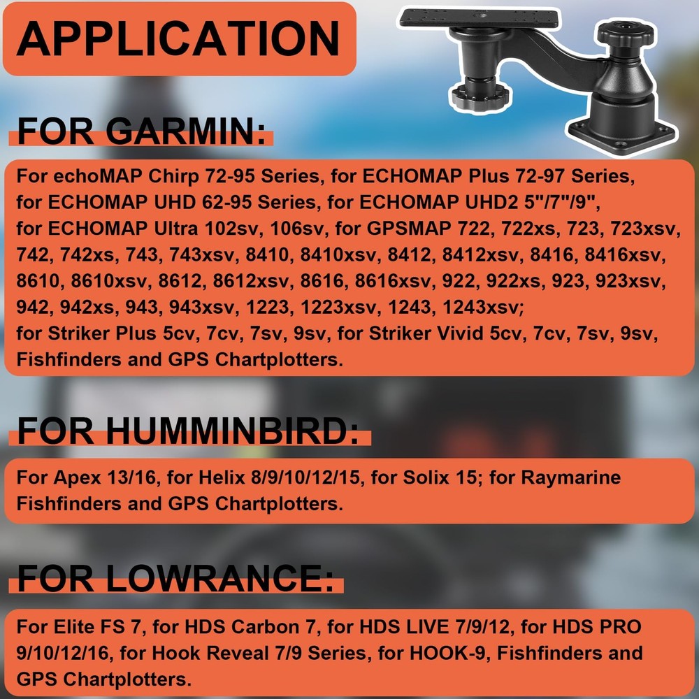 for RAM-109HU Horizontal 6" Swing Arm Mount for Fishfinders & Chartplotters