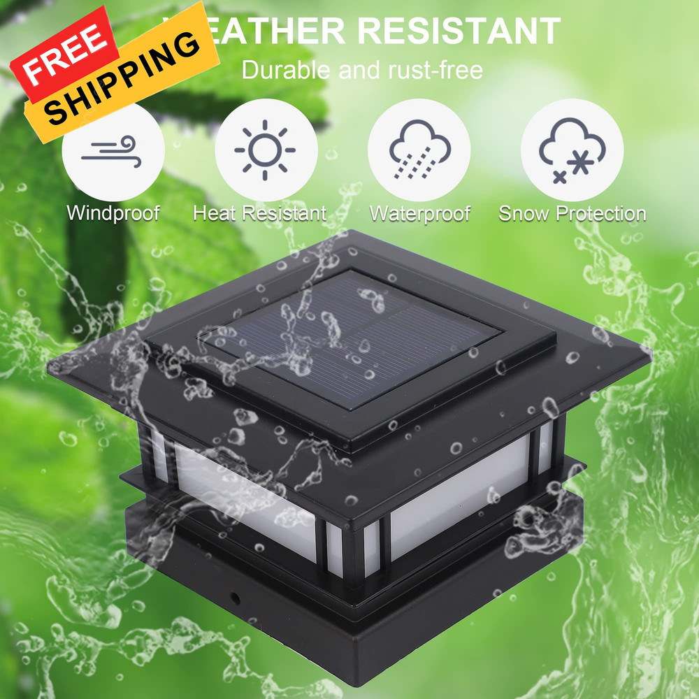 Dynaming 6 Pack Solar Post Cap Lights 6 No Flame Lights, Black
