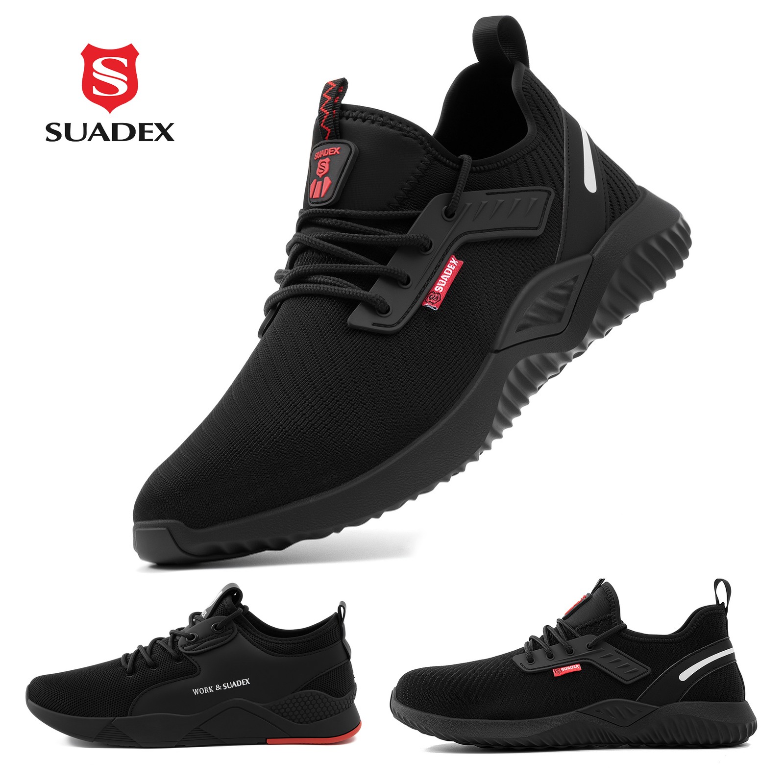 SUADEX Men's Women's Steel Toe Shoes Safety Work Shoes Puncture Proof Sneakers