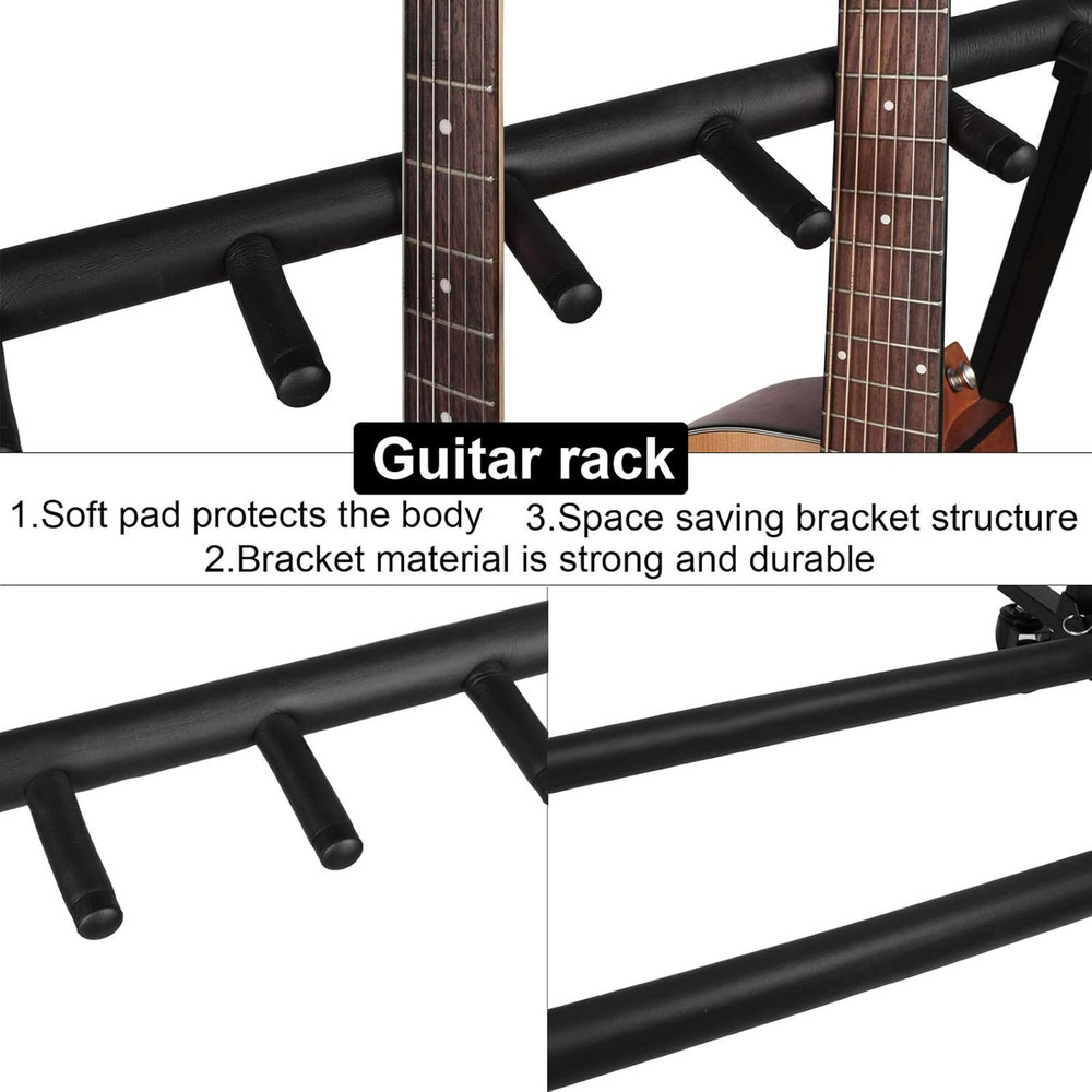 Guitar Rolling Stand Multiple Instrument Stage Studio Display Rack Movable (3 Ho