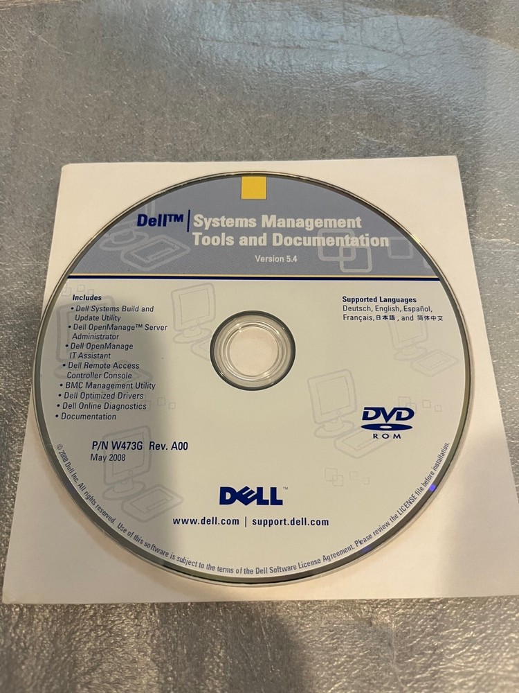 Dell P/N W473G Rev. A00 Systems Management Tools and Documentation