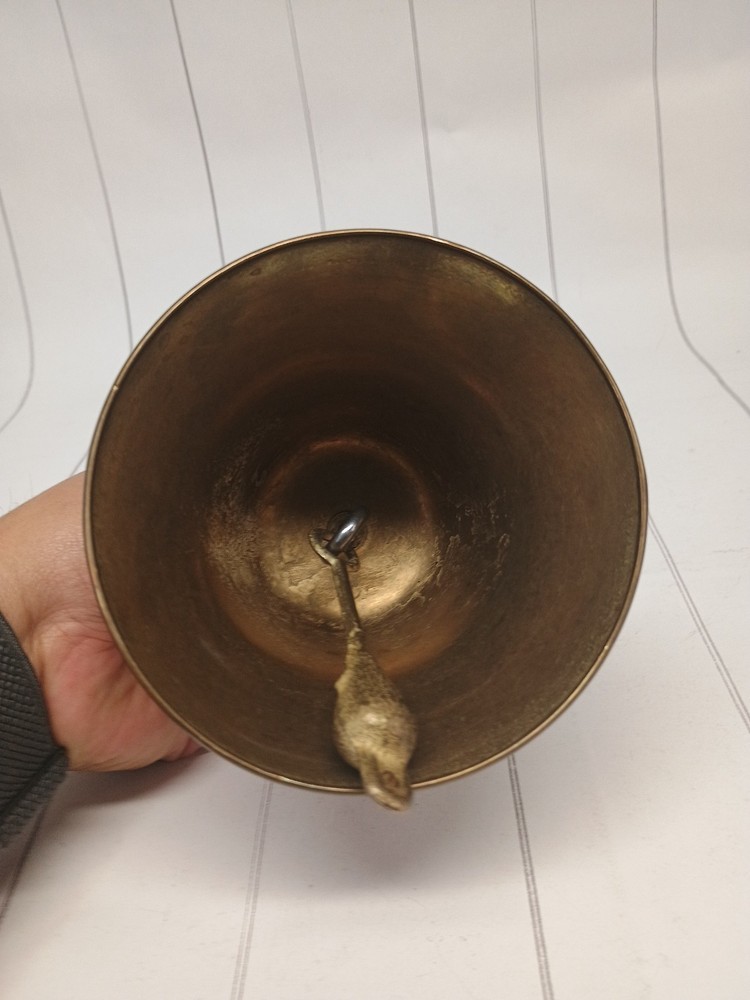 Vintage Solid Brass Wall Mount Dinner Bell Farm School Rustic Antique Style