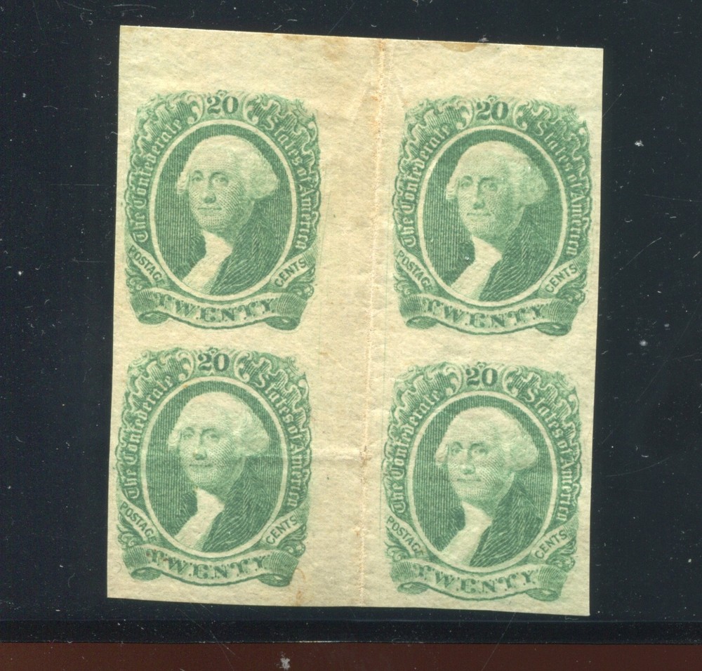 Confederate States 13 Mint Horizontal Gutter Block of 4 Stamps BY2435
