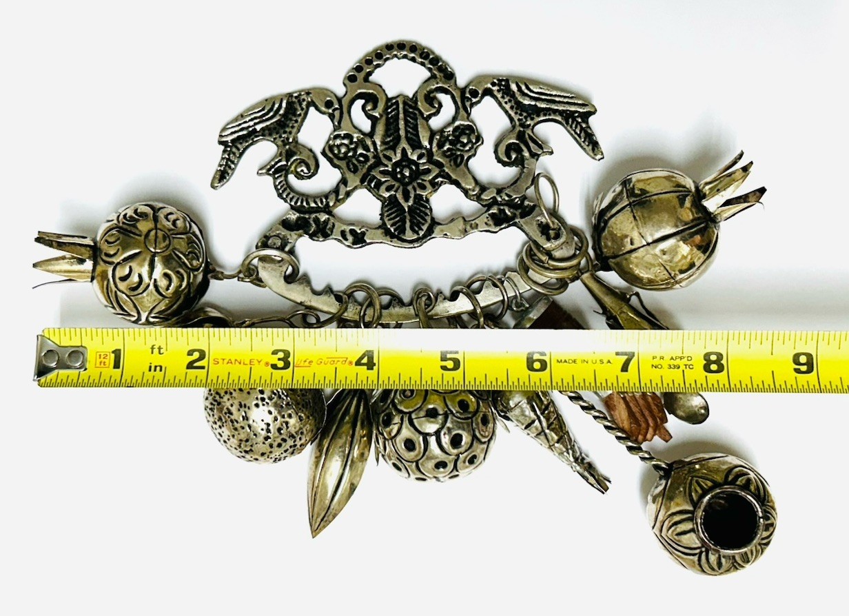 Vintage Brazilian Penca de Balangandãs – Silver Hanging Amulet 10 Charms