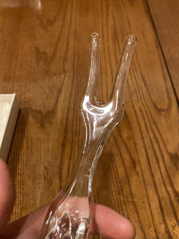 Vtg CHELTENHAM Glass 9.5" Serving Fork Embossed Diamond Pattern Handle In Box
