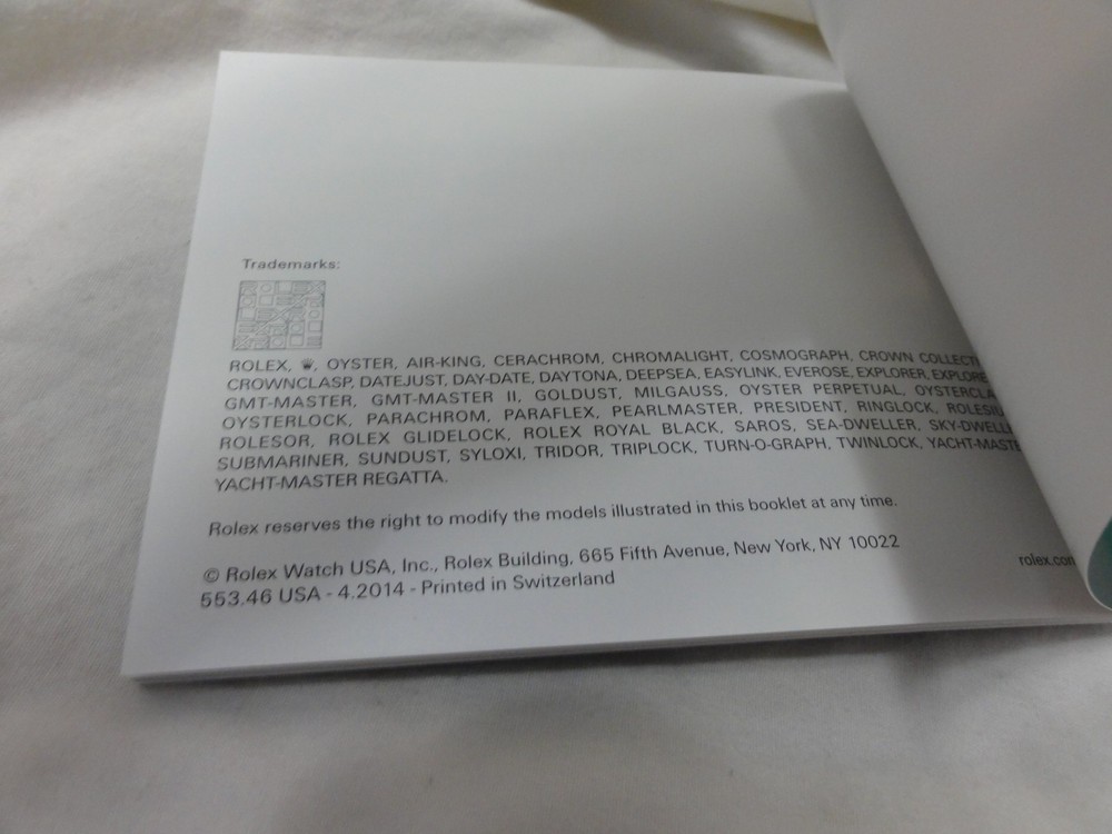 Authentic Rolex Manual / Booklet Rolex Datejust ~ 2014