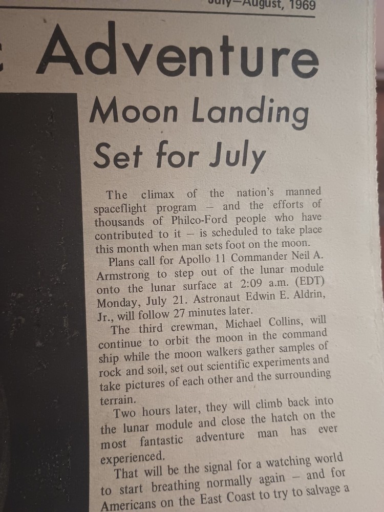 2 Original 1969 Philco Light Newspapers Apollo 11