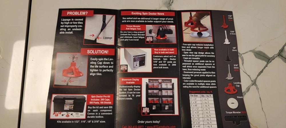 Spin Doctor Tile Lippage Control System SAMPLE Kit