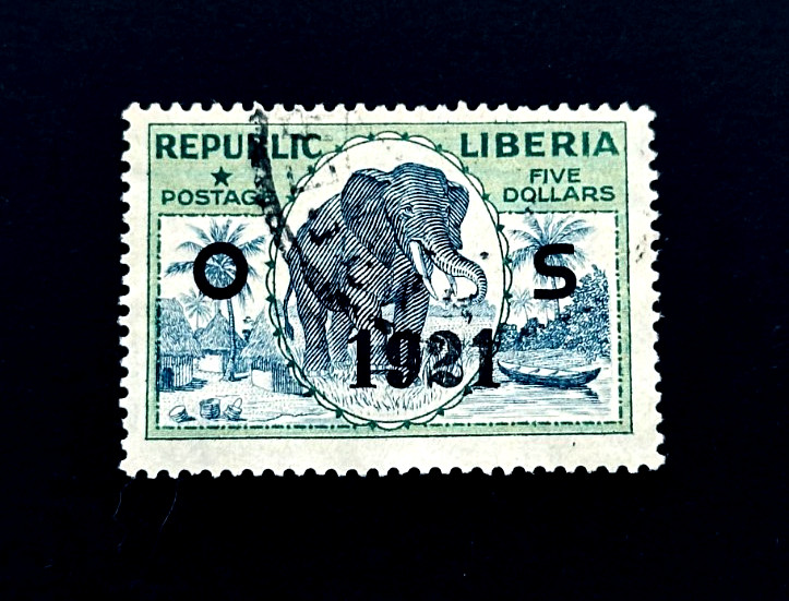 LIBERIA Stamp - 1921 Official OS Overprint African Elephant Sn O140 Used  r9