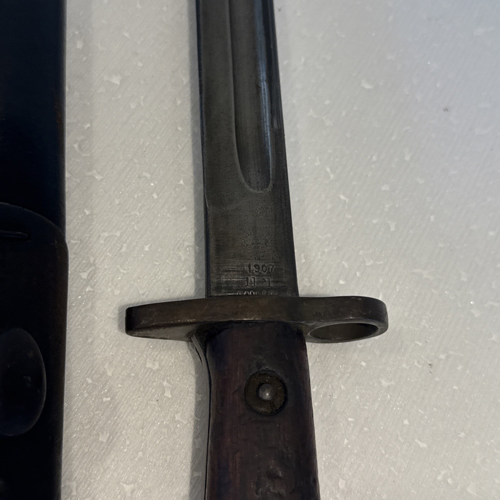 #13-8 WWI P1907 BRITISH SANDERSON ENFIELD RIFLE BAYONET 1917 SCABBARD 1907