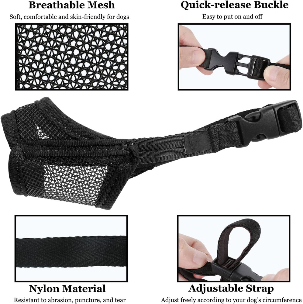 Mesh Dog Muzzle for Small Medium Large Dogs, Soft Dog Muzzle to Prevent Biting C
