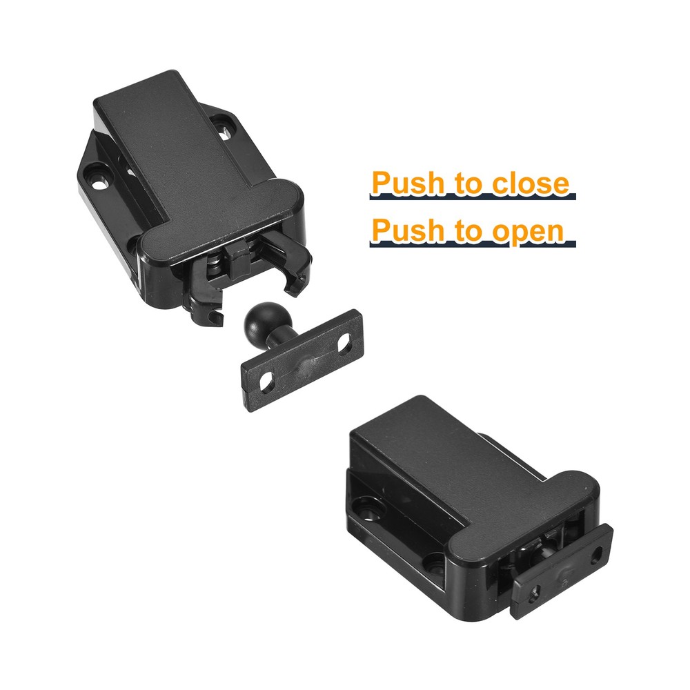 8 Set ABS Automatic Spring Loaded Push to Open Door Catch Touch Lock Black