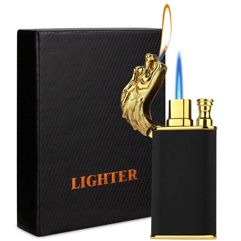 Cool Dragon Dual Flame Lighter - Outdoor Windproof Torch Switchable Soft/Jet ...