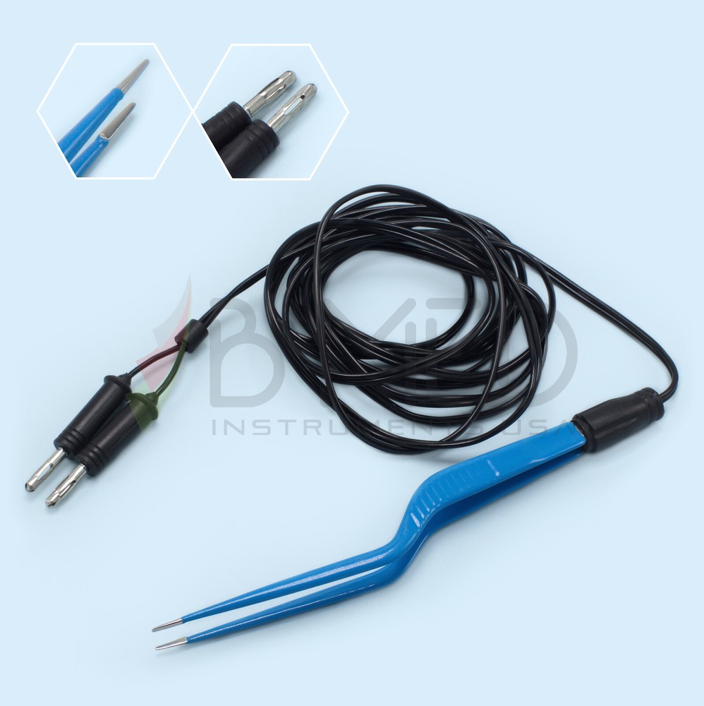Disposable Bipolar Bayonet Tissue Forceps With Cable Insulated Electrosurgery