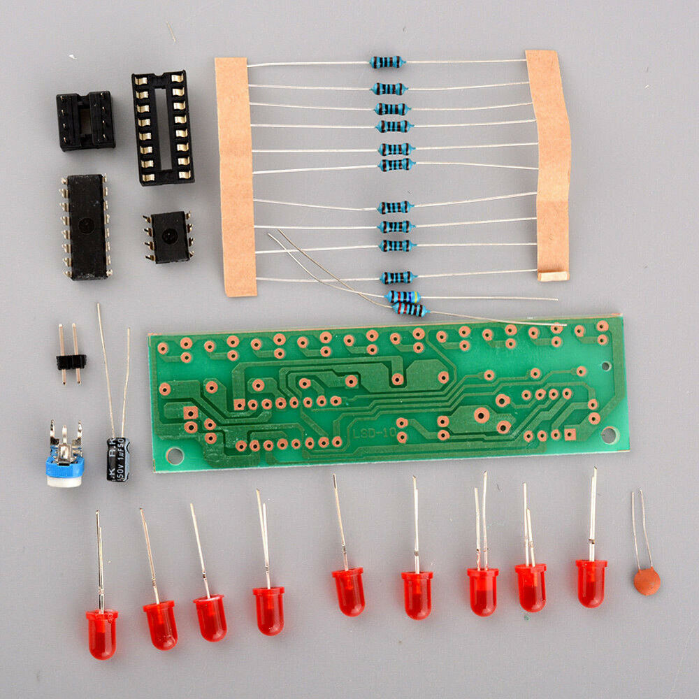 NE555 & CD4017 LED Light Chaser Sequencer Follower Scroller Module DIY Kit Red